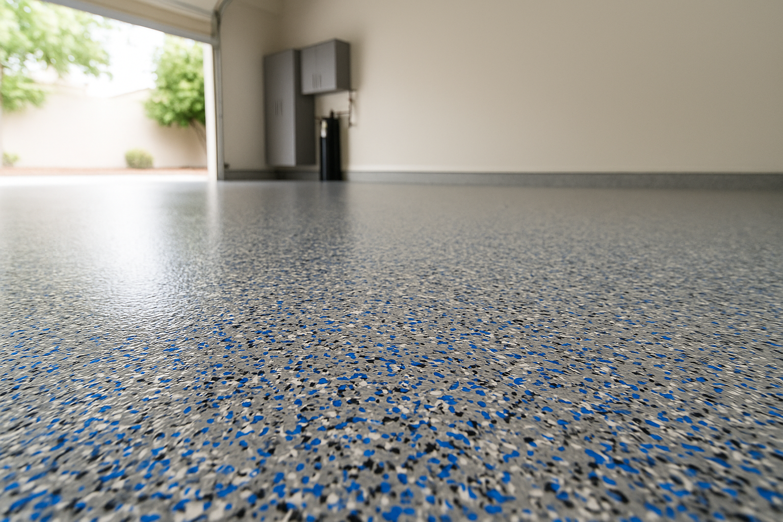 Easy to clean resin garage floor finish